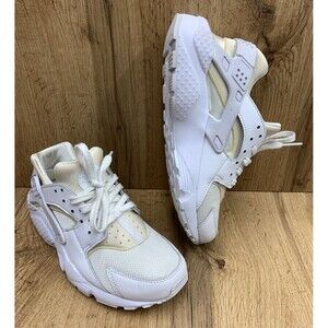 Nike Huarache Run Running Shoes Sneakers Boys Size 4.5Y White 654275-110